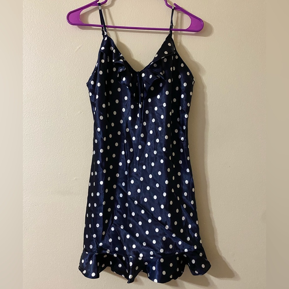 Amanda Stewart intimates dark blue polka dress dress size small